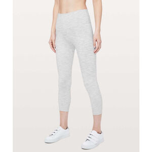 Lululemon Wunder Under Crop High-Rise Luxtreme 21" size 10 heather grey leggings